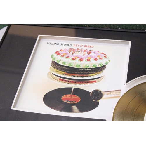 422 - A FRAMED ROLLING STONES GOLD DISC 'LET IT BLEED', 40CM X 60CM