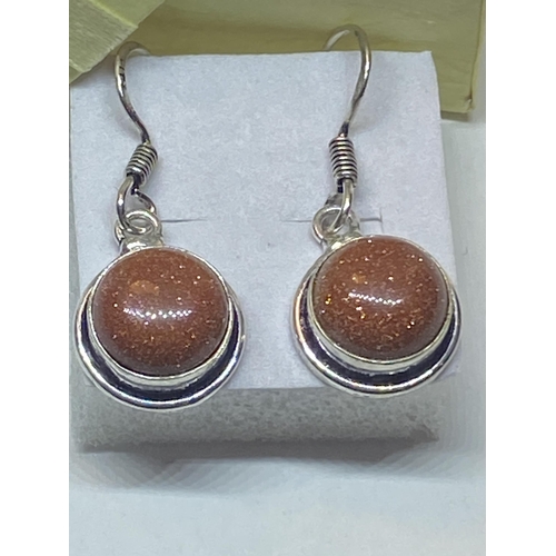 694 - A PAIR OF MARKED 925 GOLDSTONE EARRINGS IN A PRESENTATION BOX