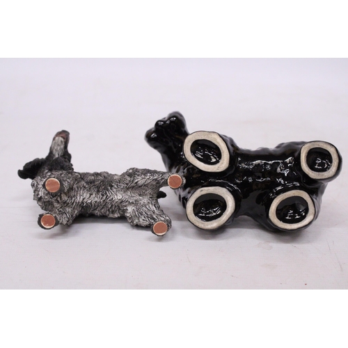 758 - TWO DOG FIGURES TO INCLUDE A SPANIEL AND A BLACK WEST HIGHLAND TERRIER