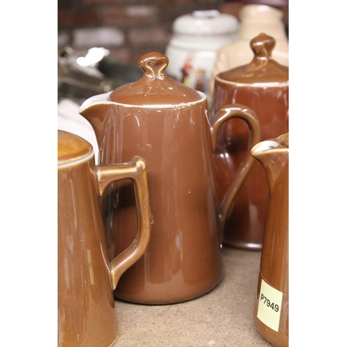 805 - FIVE FRENCH CERAMIC LIDDED JUGS