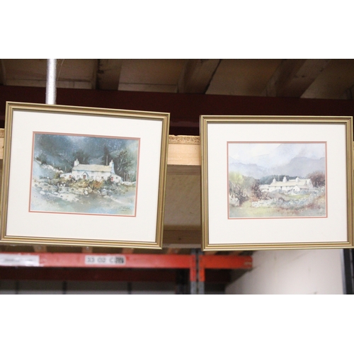 882 - TWO VINTAGE PRINTS OF STRATFORD-UPON-AVON TOGETHER WITH THREE PRINTS OF COUNTRY COTTAGES