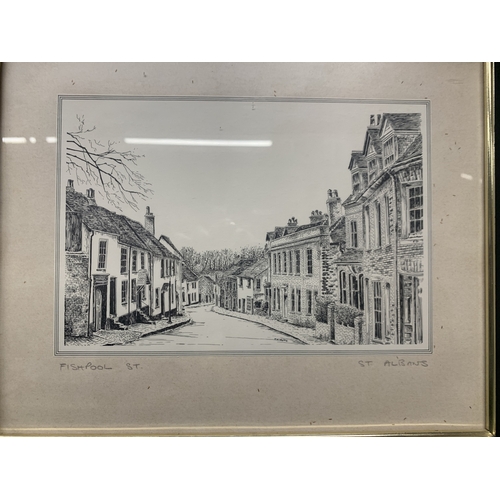 901 - THREE FRAMED PRINTS - TREGESEAL MILL, NANCHERROW AND FISHPOOL STREET, ST ALBANS