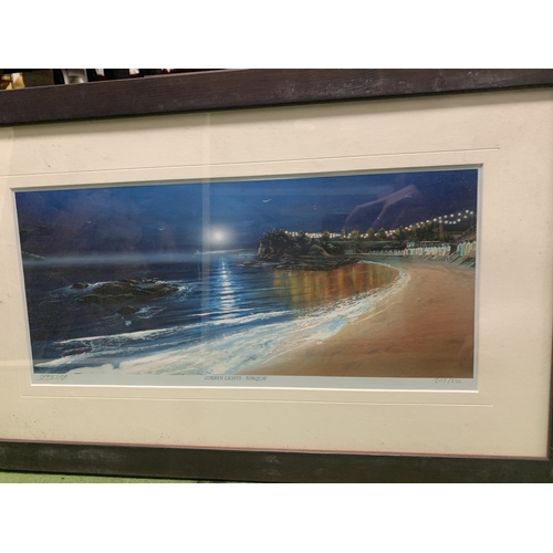 920 - TWO FRAMED LIMITED EDITION PRINTS OF CORBYN LIGJHTS TORQUAY 2032/250 SIGNED AND START POINT AND HALL... 