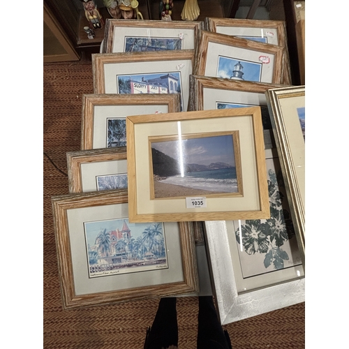 996 - A LARGE QUANTIY OF FRAMED PRINTS AND PHOTOGRAPHS OF TOWN, CITY AND BEACH SCENES