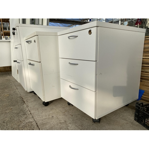 1922 - THREE WOODEN FILING CABINETS TO INCLUDE A TWO DRAWER AND TWO THREE DRAWERS