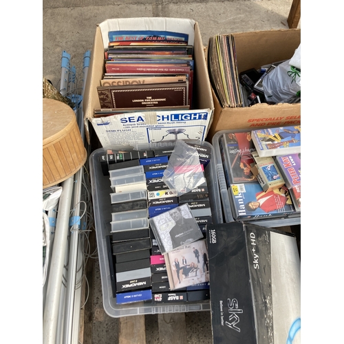 2279 - A LARGE ASSORTMENT OF VHS VIDEOS AND RECORDS ETC