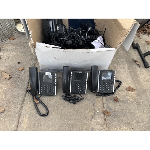 2353 - AN ASSORTMENT OF OFFICE PHONES AND HEADSETS