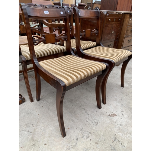 2542 - A SET OF FOUR MAHOGANY REGENCY STYLE DINING CHAIRS (GLENISTER, HIGH WYCOMBE) ONE BEING A CARVER