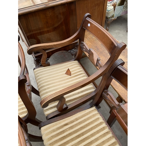 2542 - A SET OF FOUR MAHOGANY REGENCY STYLE DINING CHAIRS (GLENISTER, HIGH WYCOMBE) ONE BEING A CARVER