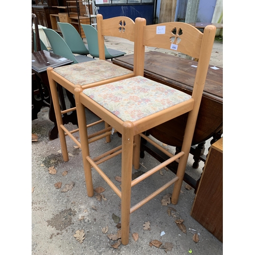 2583 - A PAIR OF HIGH BACK KITCHEN STOOLS