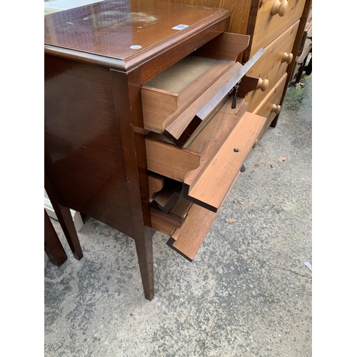 2589 - AN EDWARDIAN MAHOGANY FOUR DRAWER MUSIC CHEST