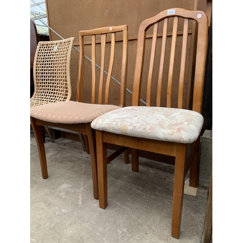 2713 - A PAIR OF HARDWOOD DINING CHAIRS