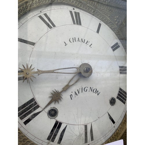 2736 - A CONTINENTAL LONG CASE CLOCK WITH ENAMEL DIAL, TWO WEIGHTS (J. CHAMEL, PAVIGNON), 86