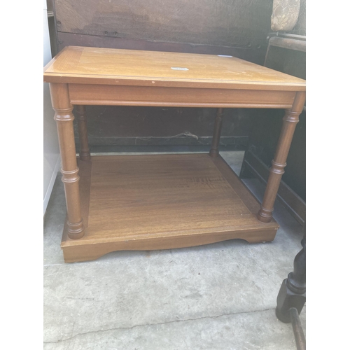 2769 - AN OAK TWO TIER LAMP TABLE AND STOOL