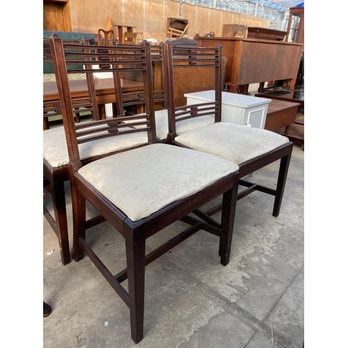 2802 - FOUR 19TH CENTURY MAHOGANY BAR BACK DINING CHAIRS