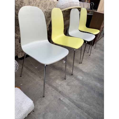 2868 - FOUR DANISH STYLE BENTWOOD CHAIRS ON CHROME LEGS