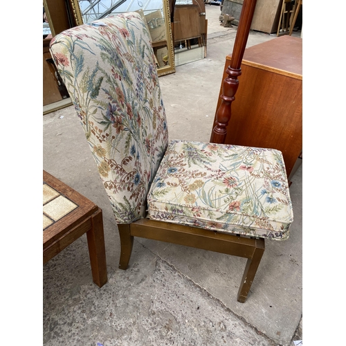 3063 - A BEDROOM CHAIR WITH FLORAL UPHOLSTERY