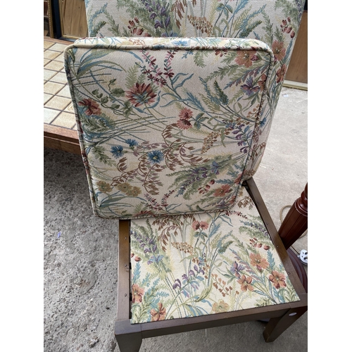 3063 - A BEDROOM CHAIR WITH FLORAL UPHOLSTERY