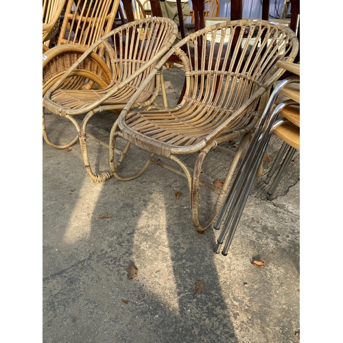 3089 - A PAIR OF BAMBOO AND WICKER CONSERVATORY CHAIRS