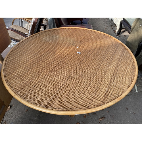 3093 - A WICKER AND CANE CONSERVATORY TABLE, 48