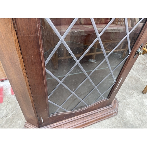 3237 - A GLAZED AND LEADED CORNER CUPBOARD