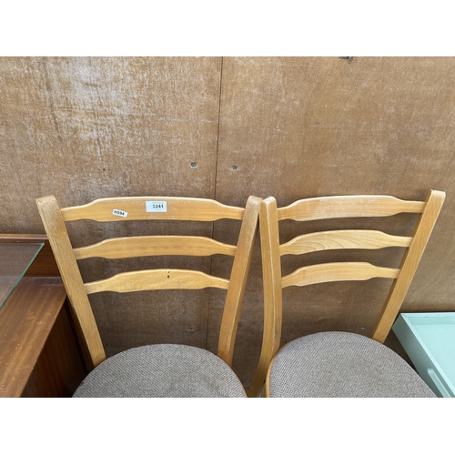 3241 - A PAIR OF KITCHEN CHAIRS AND A SMALL FOLDING TABLE