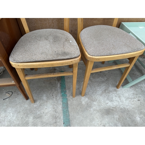 3241 - A PAIR OF KITCHEN CHAIRS AND A SMALL FOLDING TABLE