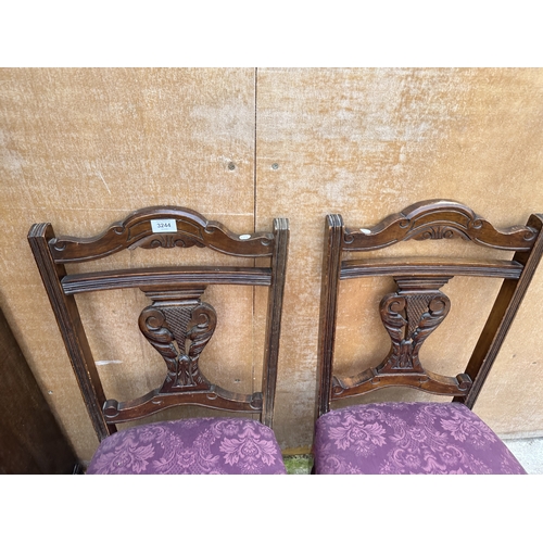 3244 - A PAIR OF LATE VICTORIAN LOW CHAIRS