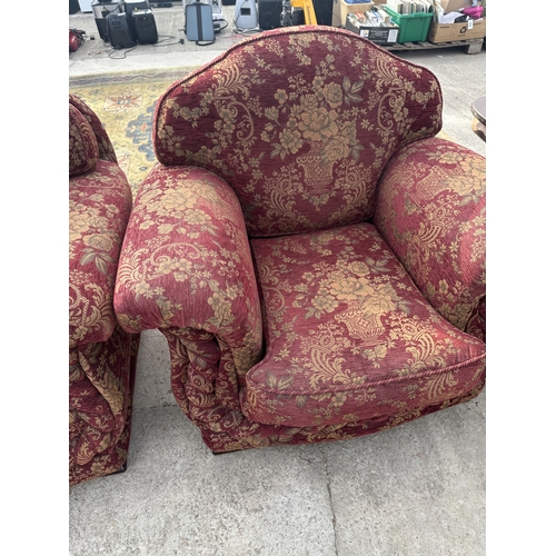 3250 - TWO FLORAL UPHOLSTERED ARMCHAIRS