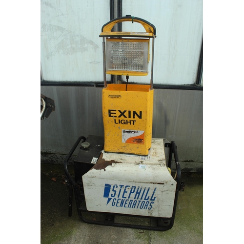 1600 - STEPHILL GENERATOR AND LED PORTABLE WORK LIGHT  NO  VAT