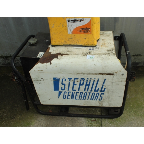 1600 - STEPHILL GENERATOR AND LED PORTABLE WORK LIGHT  NO  VAT