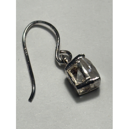 534 - A PAIR OF MARKED SILVER EARRINGS WITH SOLITAIRE CUBIC ZIRCONIAS IN A PRESENTATION BOX