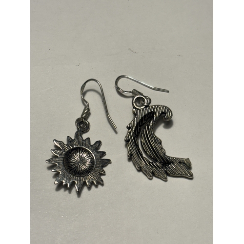 535 - A PAIR OF MARKED SILVER EARRINGS - MOON AND SUN IN A PRESENTATION BOX