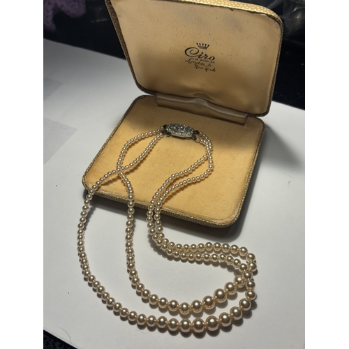 538 - A DOUBLE STRING OF CIRO PEARLS IN A PRESENTATION BOX