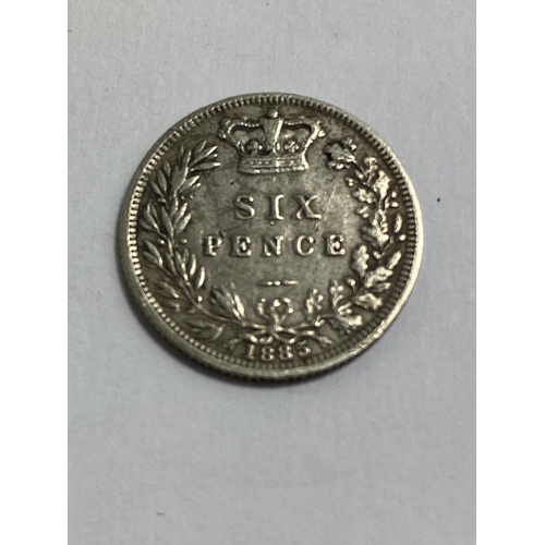 480 - A VICTORIAN SILVER HALF CROWN, 1887 AND SIXPENCE 1885