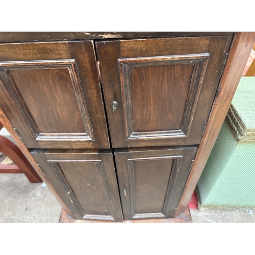 2718 - A VICTORIAN INLAID WALNUT AND BEECH FOUR DOOR CUPBOARD