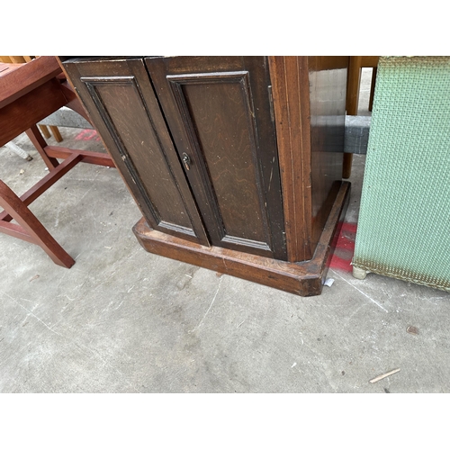 2718 - A VICTORIAN INLAID WALNUT AND BEECH FOUR DOOR CUPBOARD