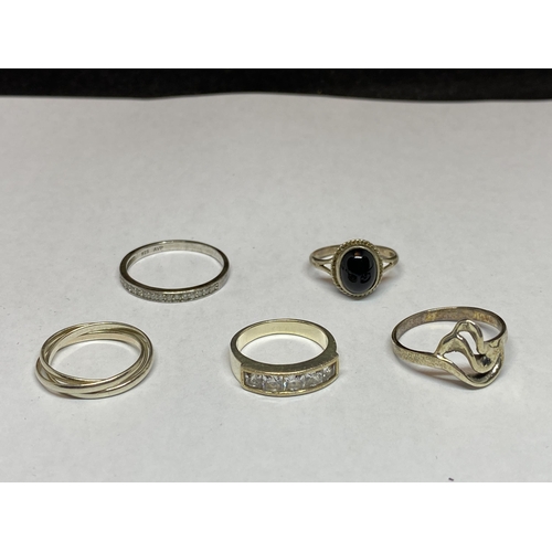 562 - FIVE MARKED SILVER RINGS