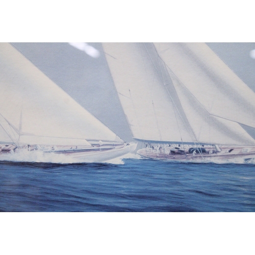 873 - A LARGE SIGNED, LIMITED EDITION, AMERICA'S CUP PRINT, 70CM X 86CM