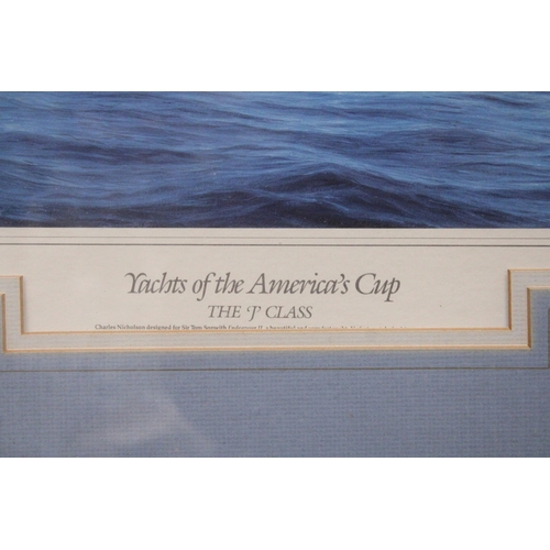 873 - A LARGE SIGNED, LIMITED EDITION, AMERICA'S CUP PRINT, 70CM X 86CM