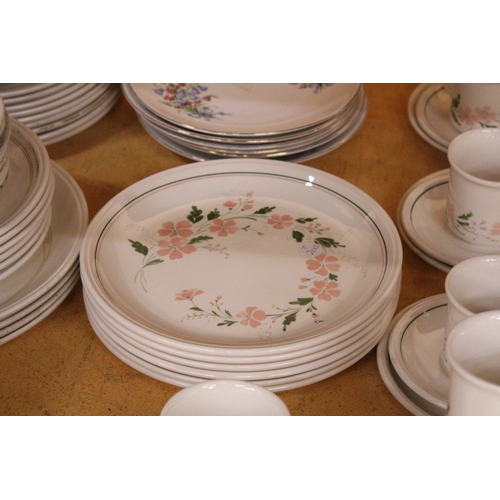 874 - A PART BILTON'S STAFFORDSHIRE DINNER SERVICE WITH A QUANTITY OF COLOROLL PLATES, A SIMSONS OVERSTONE... 