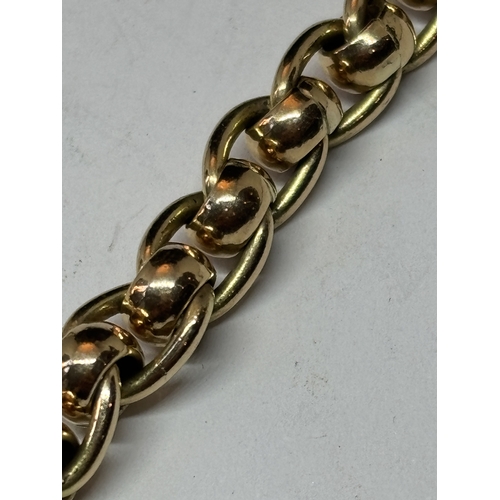 601 - A MARKED 9 CARAT GOLD BELCHER CHAIN NECKLACE WITH CLIP FASTEN GROSS WEIGHT 61.4 GRAMS
