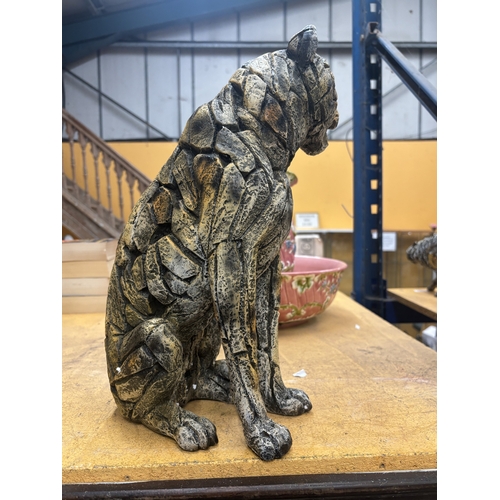 54 - A LARGE EDGE STYLE SCULPTURE OF A LEOPARD