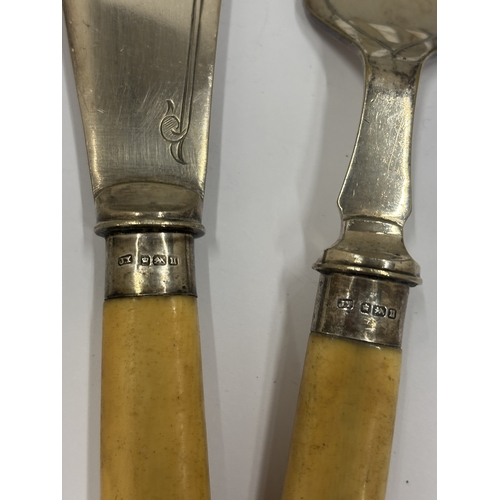 15 - A SERVING SET WITH HALLMARKED SHEFFIELD COLLARS
