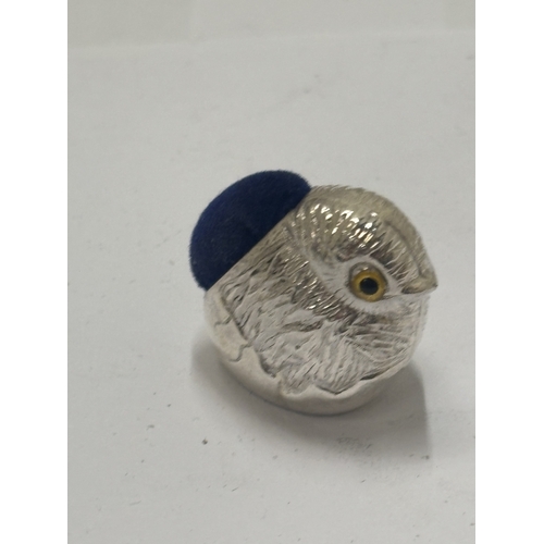 30 - A SILVER CHICK PIN CUSHION