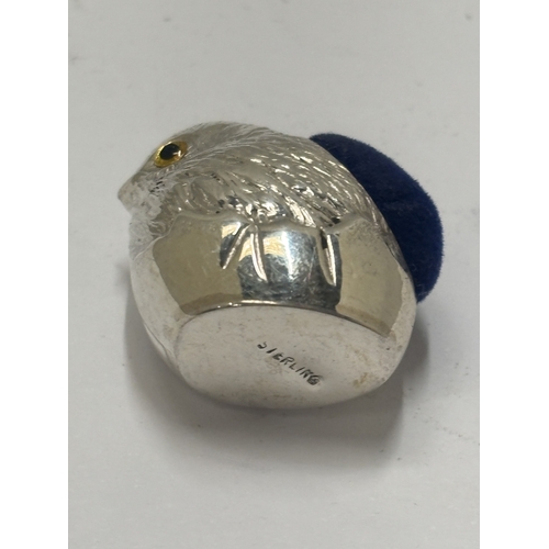 30 - A SILVER CHICK PIN CUSHION