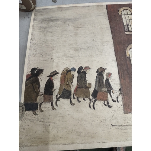 46 - AN L S LOWRY, LIMITED EDITION 415/660 PRINT 'THE MEETING POINT,'  BEARS A GRAPHITE SIGNATURE
