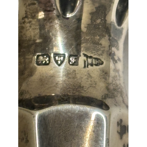 49 - A PAIR OF HALLMARKED CHESTER SILVER VASES WITH FLUTED RIMS AND WEIGHTED BASE, GROSS WEIGHT 150.31G