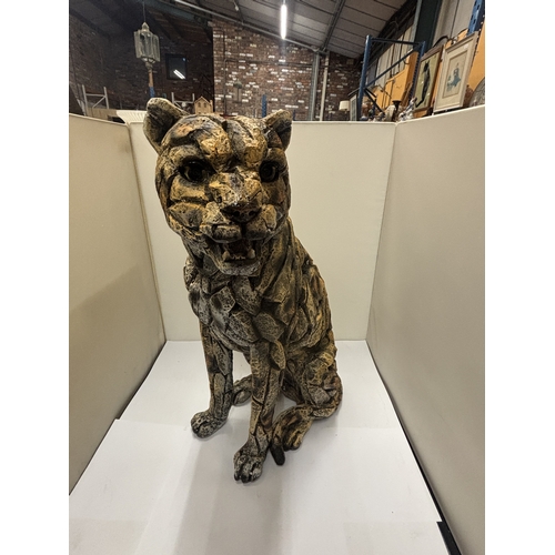 54 - A LARGE EDGE STYLE SCULPTURE OF A LEOPARD