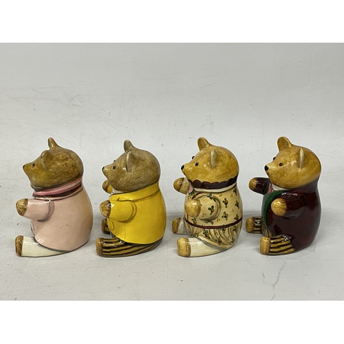 937 - FOUR RYE POTTERY BEARS DECORATED BY JOAN DE BETHEL - THREE DATED 1992 - ONE DATED 1991